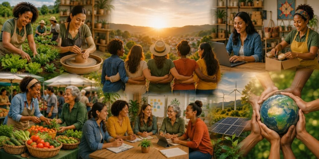 Unidas por um futuro sustentável em Mulheres na Economia Popular e Solidária